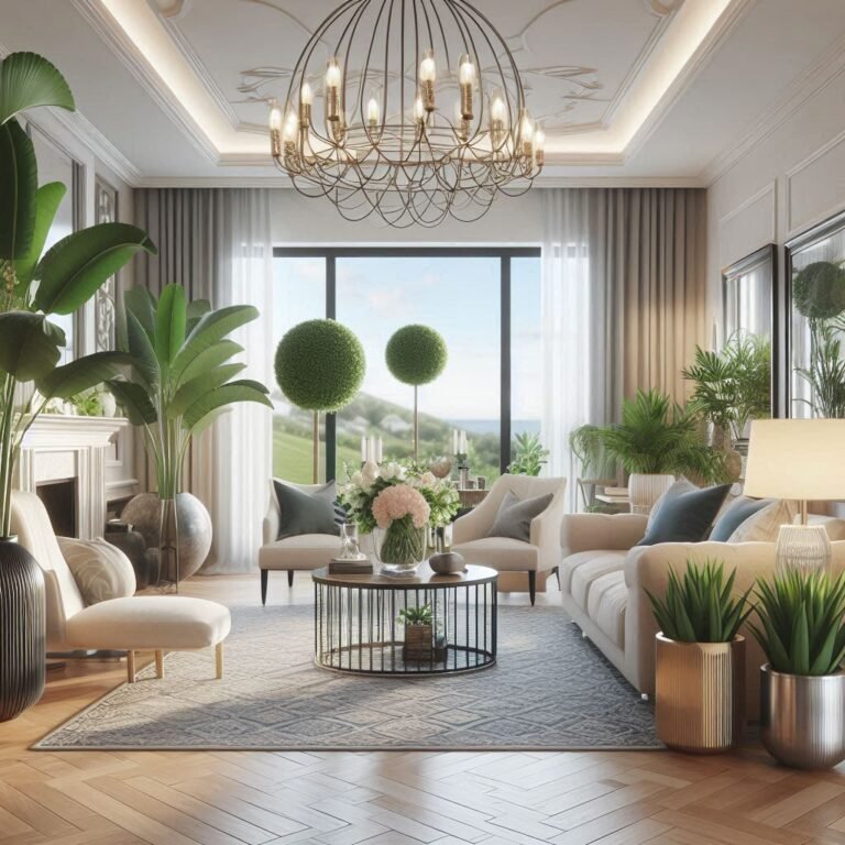 Incorporating greenery into your luxurious home interior design adds a touch of freshness and vitality.
